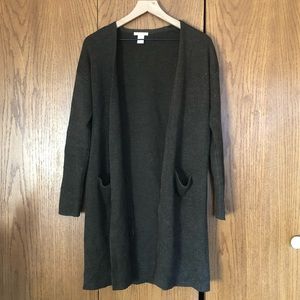Olive green long cardigan